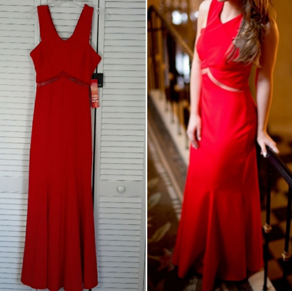 NWT Marina Red Maxi Gown Sz 4